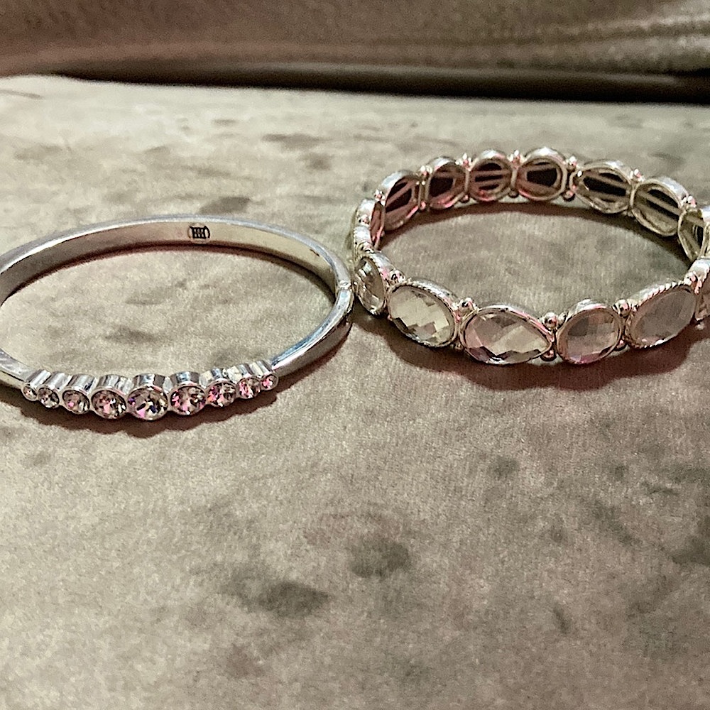 Set of crystal bracelets. One slip on one clasp.
